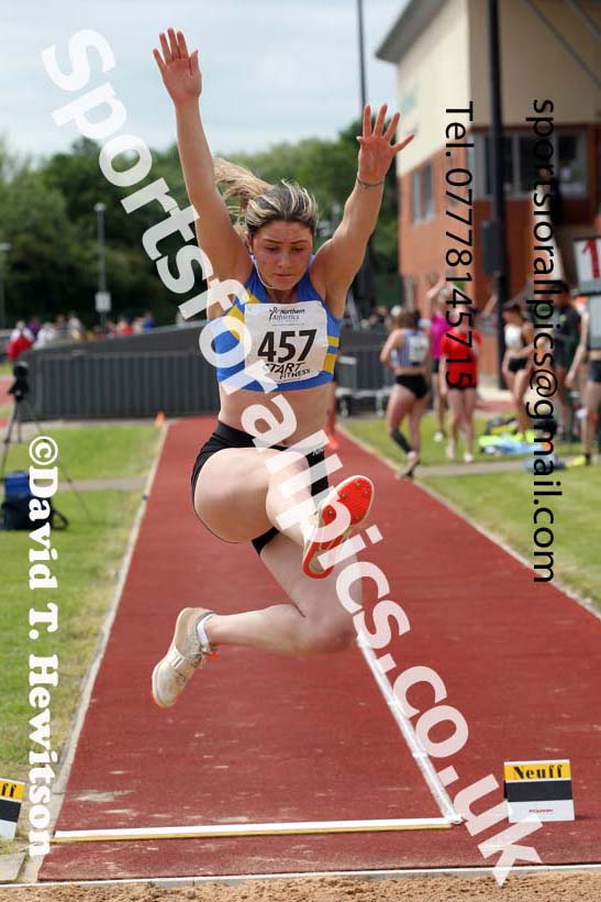 Womens under-20s long jump, 2021 Northern Senior and Under-20s Champs., Leigh. Photo: David T. Hewitson/Sports for All Pics